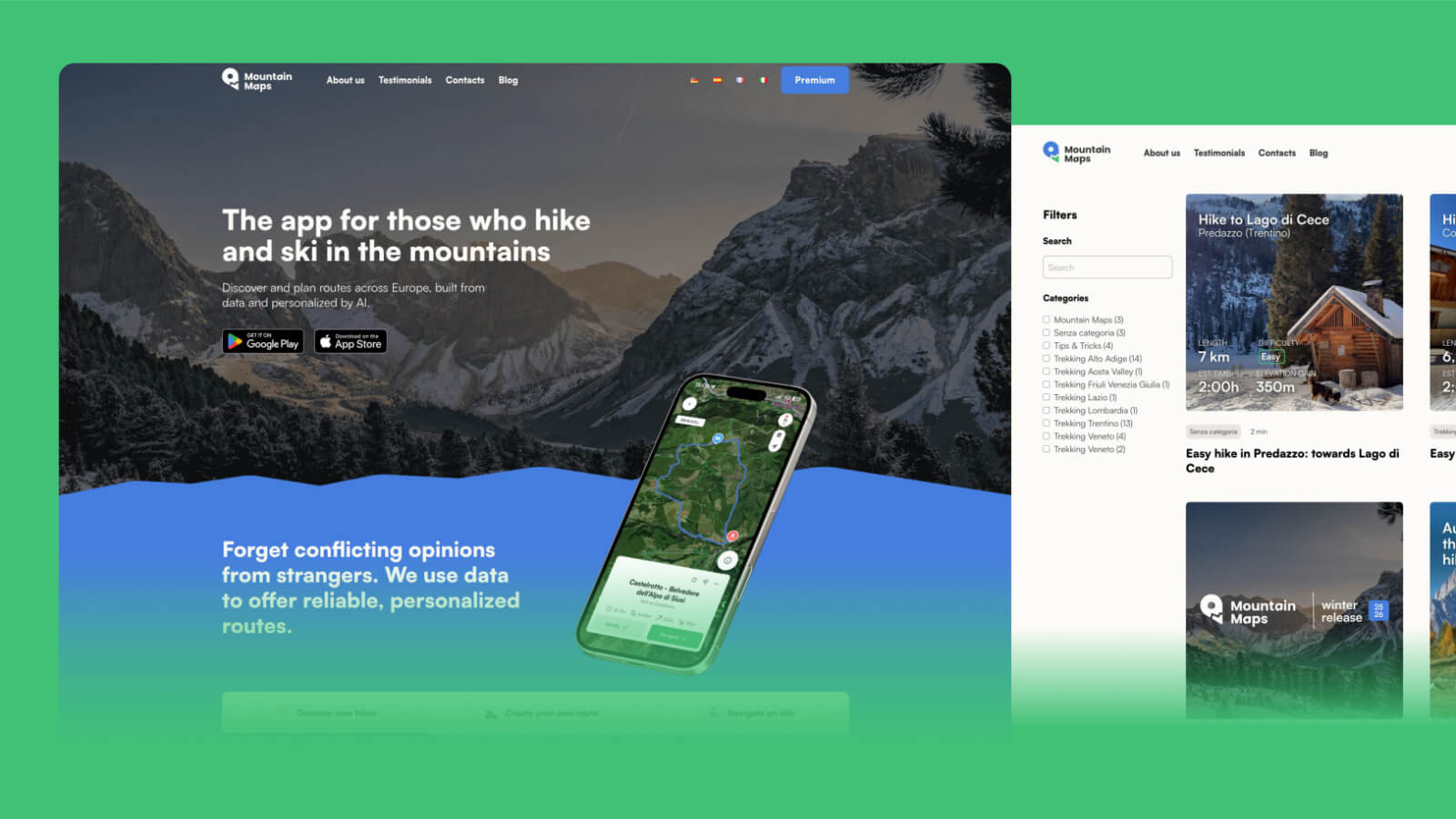 Sito web ed ecosistema digitale Mountain Maps